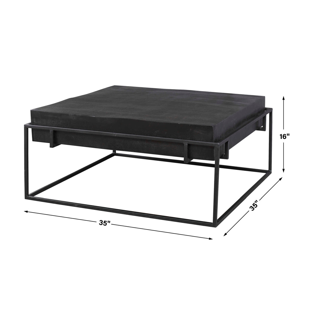 Modern European furniture - Black Aluminum Square Coffee Table - www.oroa.com