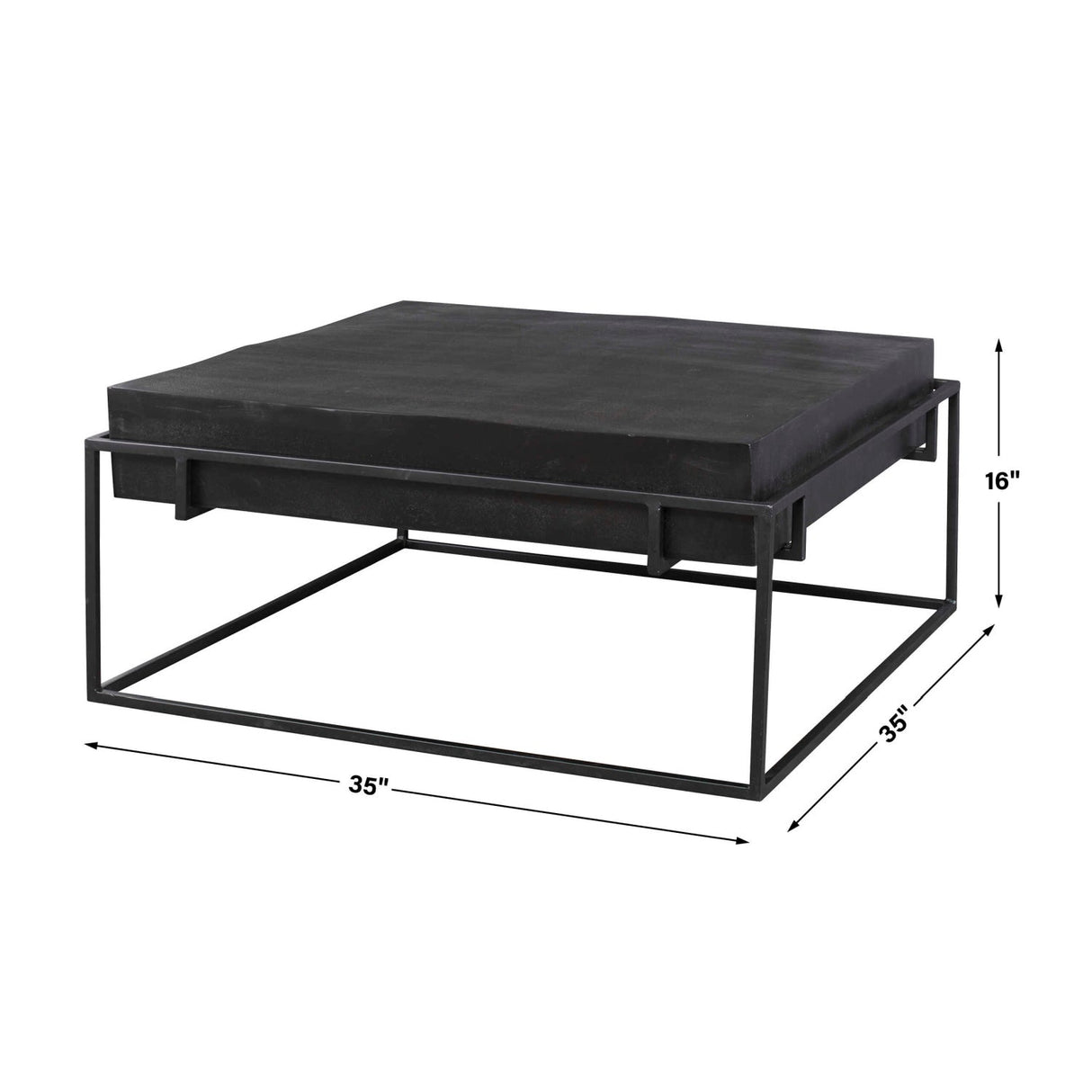 Modern European furniture - Black Aluminum Square Coffee Table - www.oroa.com
