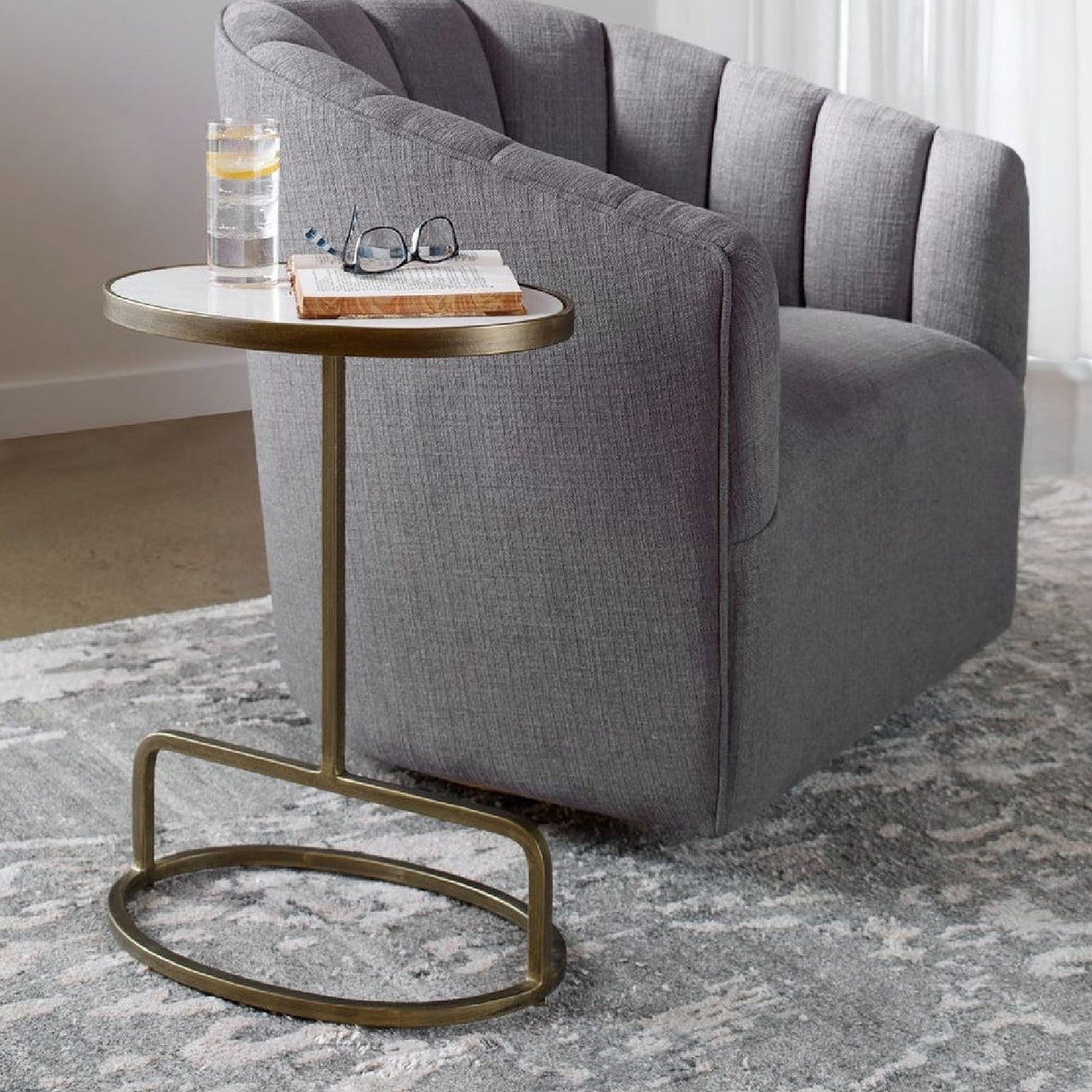 Modern European furniture - Iron Base Oval Accent Table - www.oroa.com