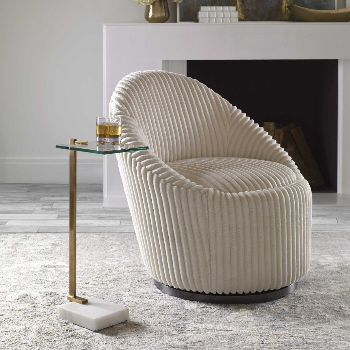 Modern European furniture - White Marble Foot Accent Table - www.oroa.com