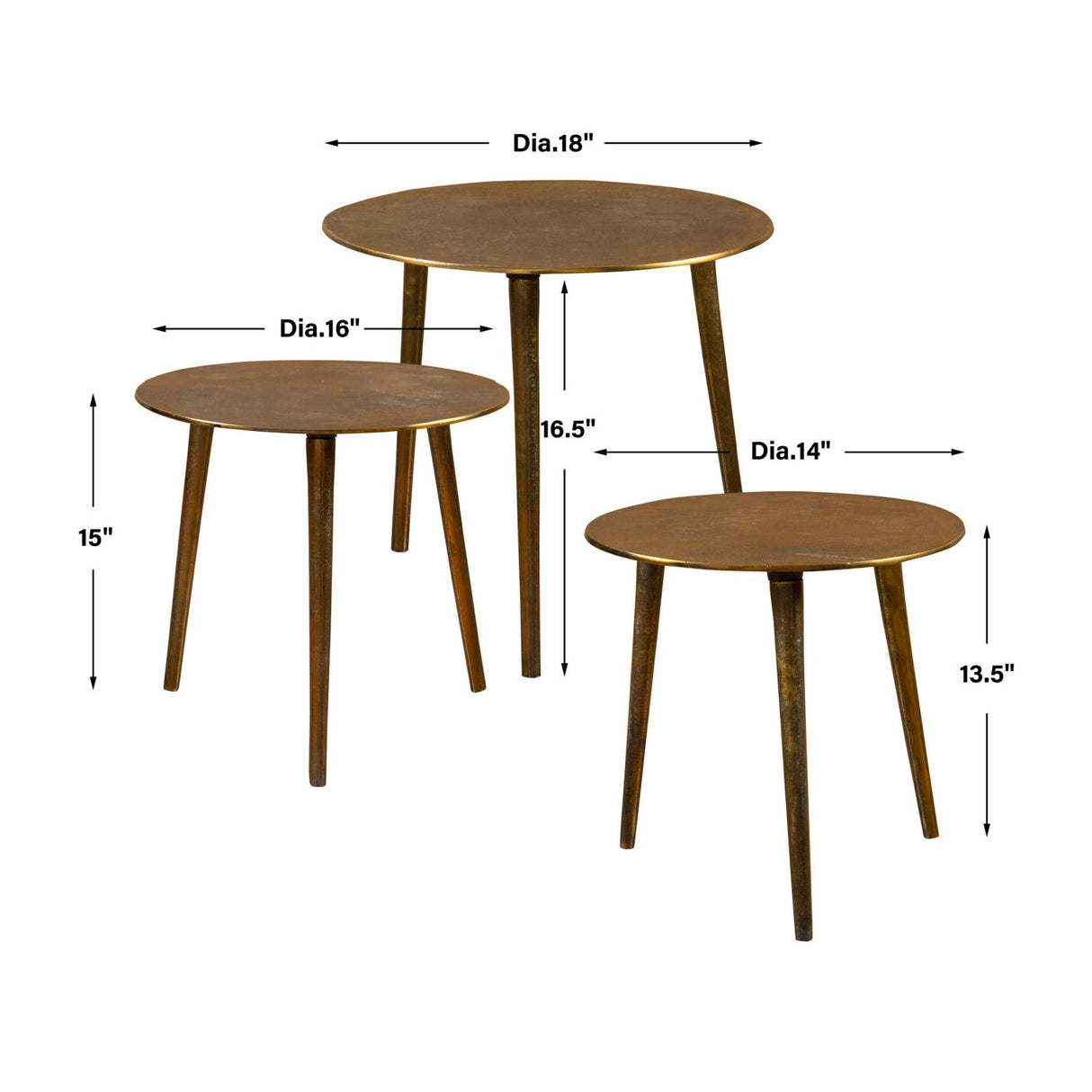 Round Antique Gold Coffee Tables (3) by Uttermost Kasai, alternate view 5