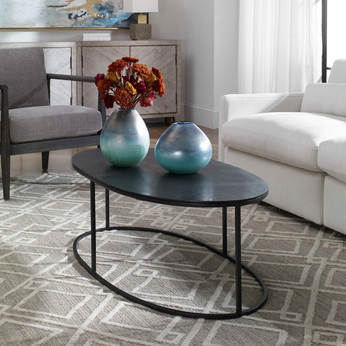 Black Aluminum Oval Coffee Table by Uttermost Coreene, alternate view 2