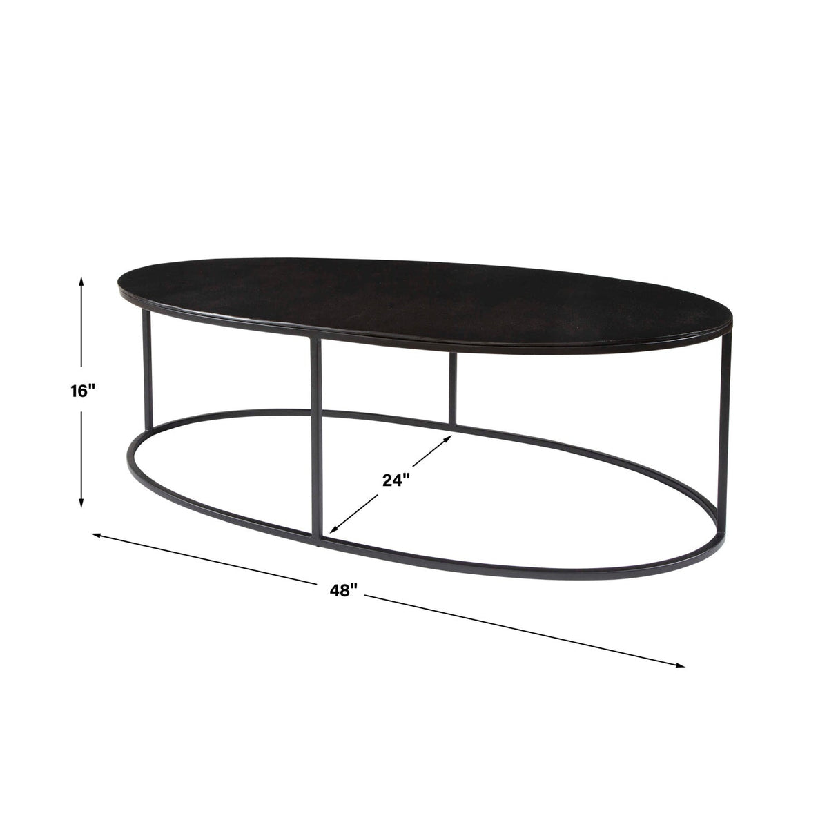 Black Aluminum Oval Coffee Table by Uttermost Coreene, alternate view 6