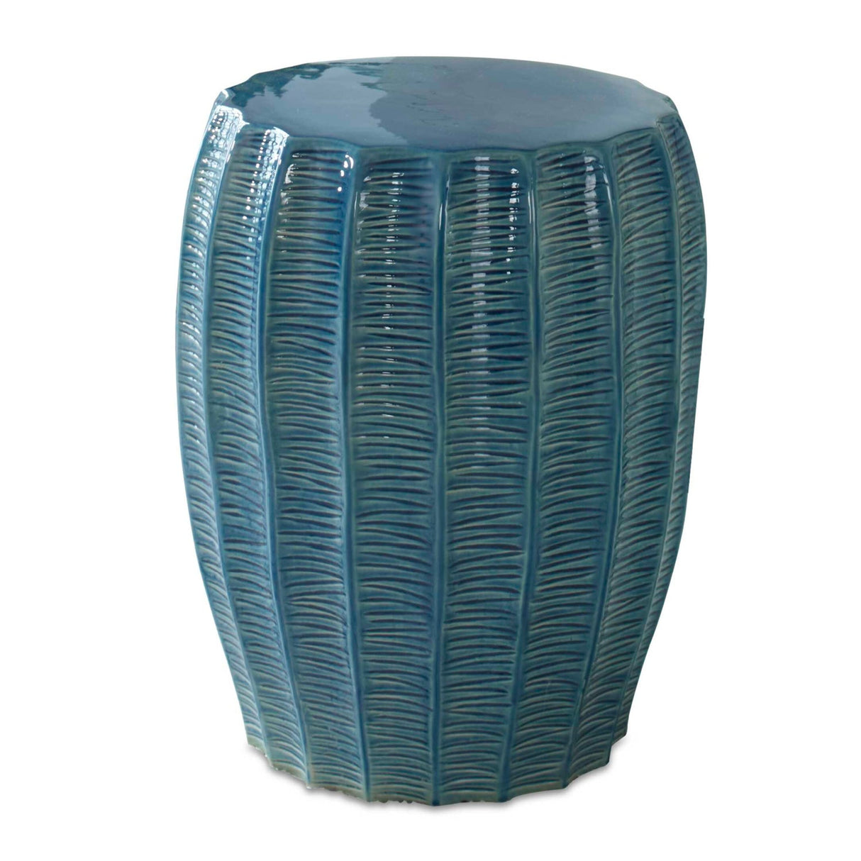 Blue Ceramic Scalloped Garden Stool by Uttermost Harbor