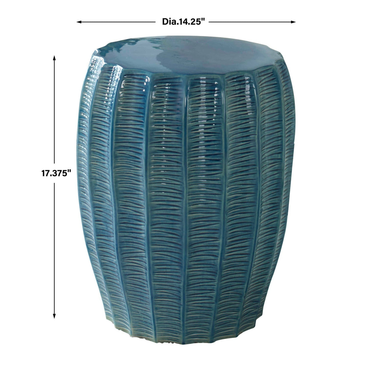 Blue Ceramic Scalloped Garden Stool by Uttermost Harbor, alternate view 4