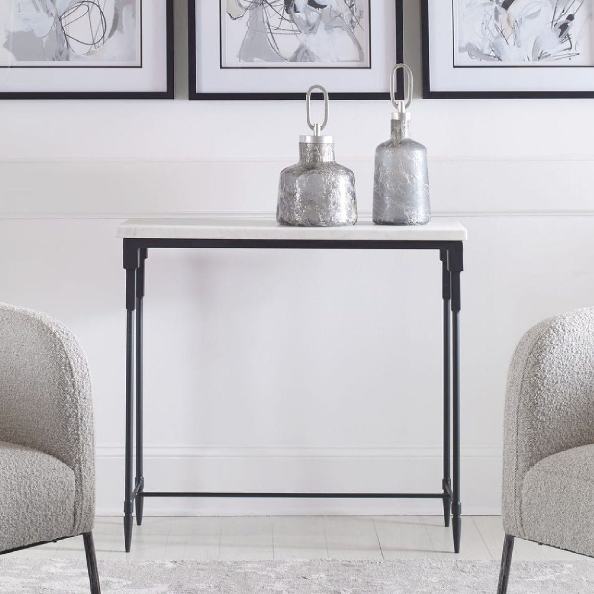 White Marble Console Table by Uttermost Bourges, alternate view 2