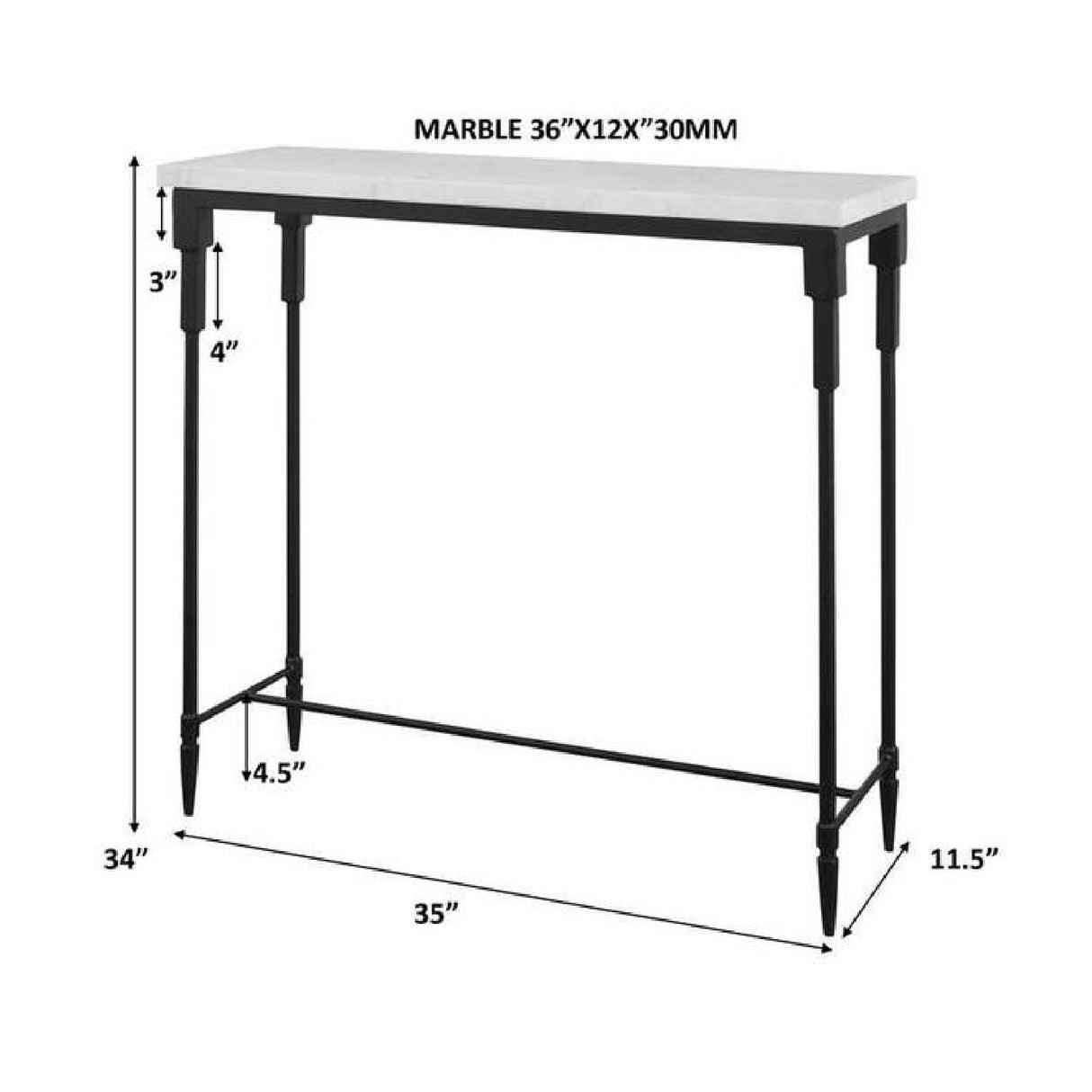 White Marble Console Table by Uttermost Bourges, alternate view 5
