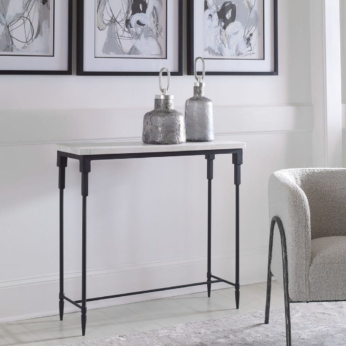White Marble Console Table by Uttermost Bourges, alternate view 7