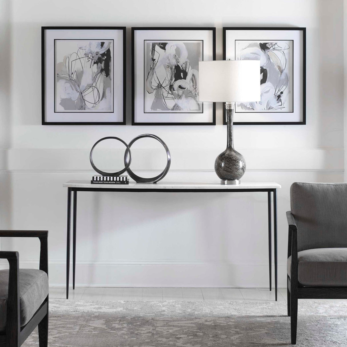 Modern European furniture - White Marble Top Console Table - www.oroa.com
