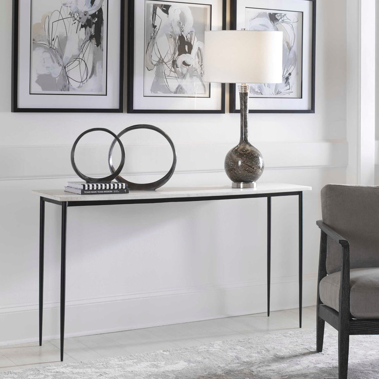 Modern European furniture - White Marble Top Console Table - www.oroa.com
