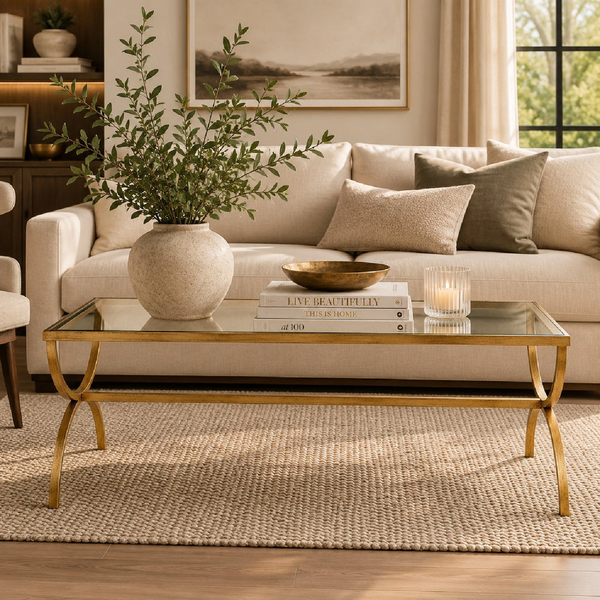 Tempered Glass Top Coffee Table by Uttermost Crescent, alternate view 2