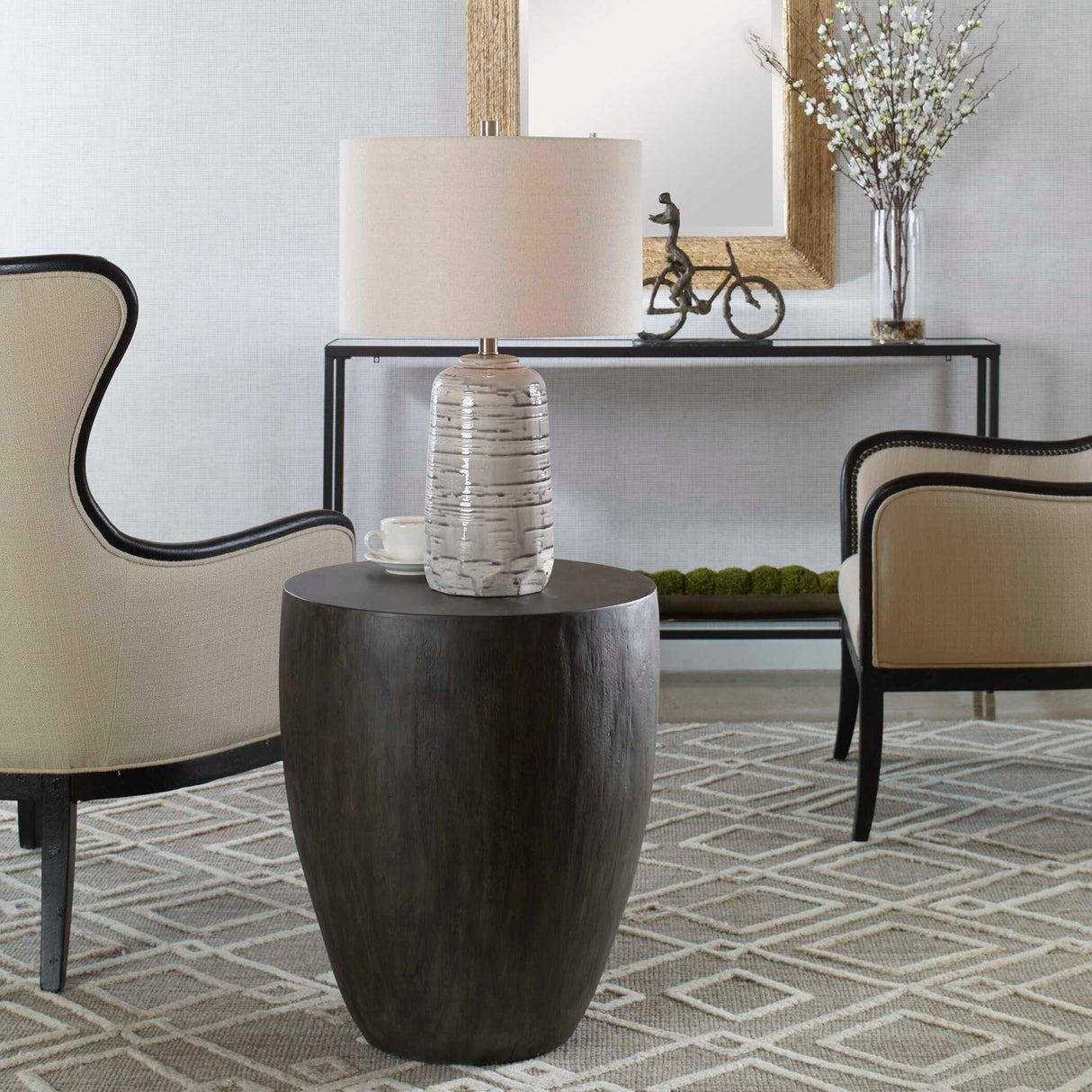 Walnut Finished Round End Table by Uttermost Lark, alternate view 2