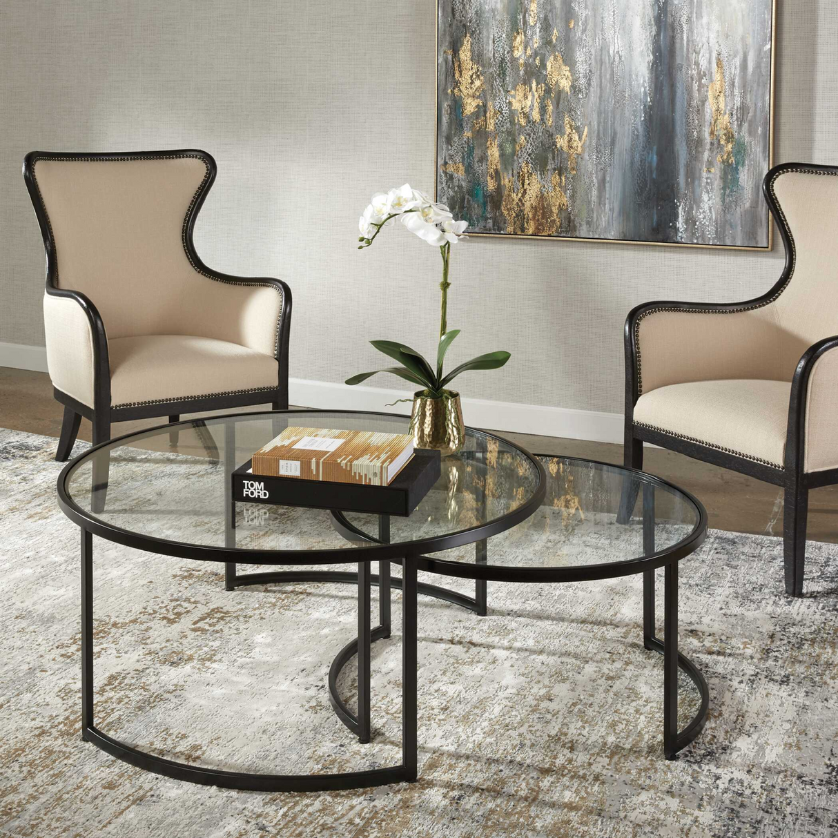 Modern European furniture - Black Round Nesting Coffee Tables (2) - www.oroa.com