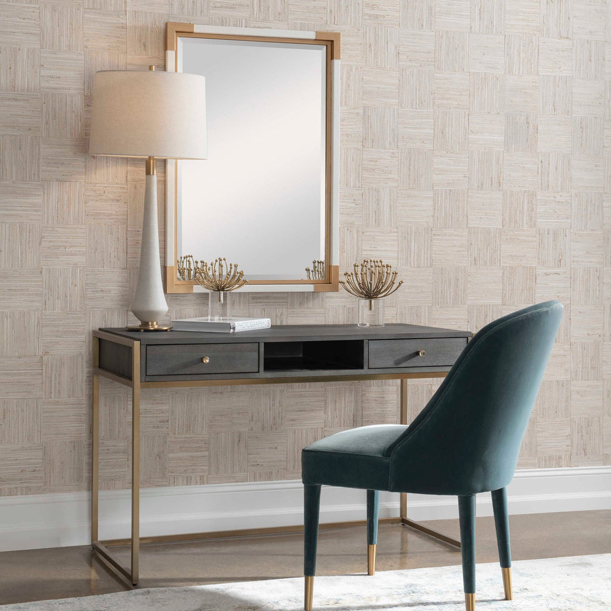 Modern European furniture - Dark Acacia 2-Drawer Writing Desk - www.oroa.com