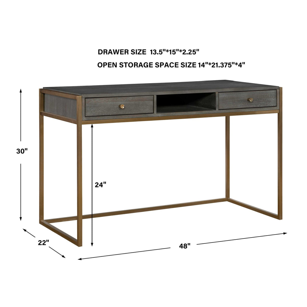 Modern European furniture - Dark Acacia 2-Drawer Writing Desk - www.oroa.com