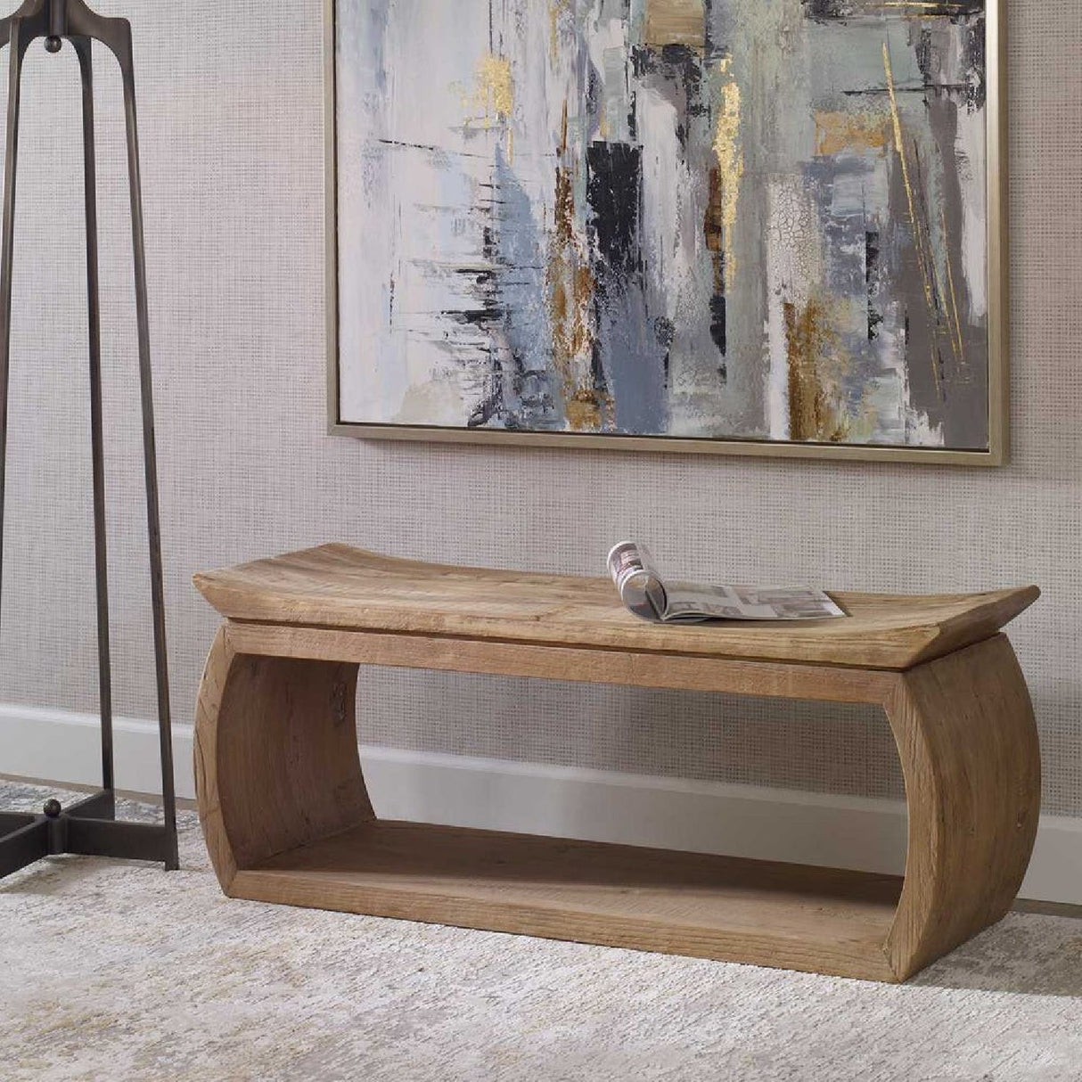 Modern European furniture - Elm Wood Accent Bench - www.oroa.com