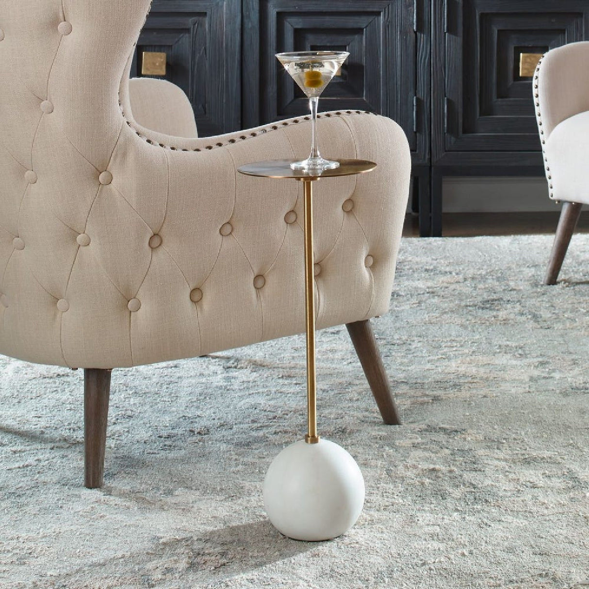 Modern European furniture - Gold Pedestal Drink Table - www.oroa.com