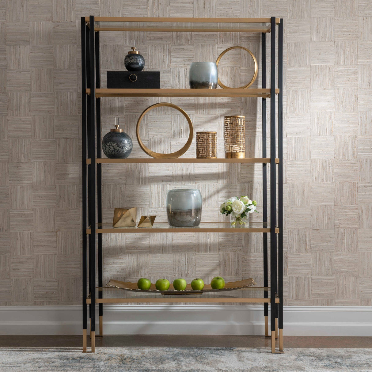 Modern European furniture - Black & Gold Framed Bookshelf - www.oroa.com