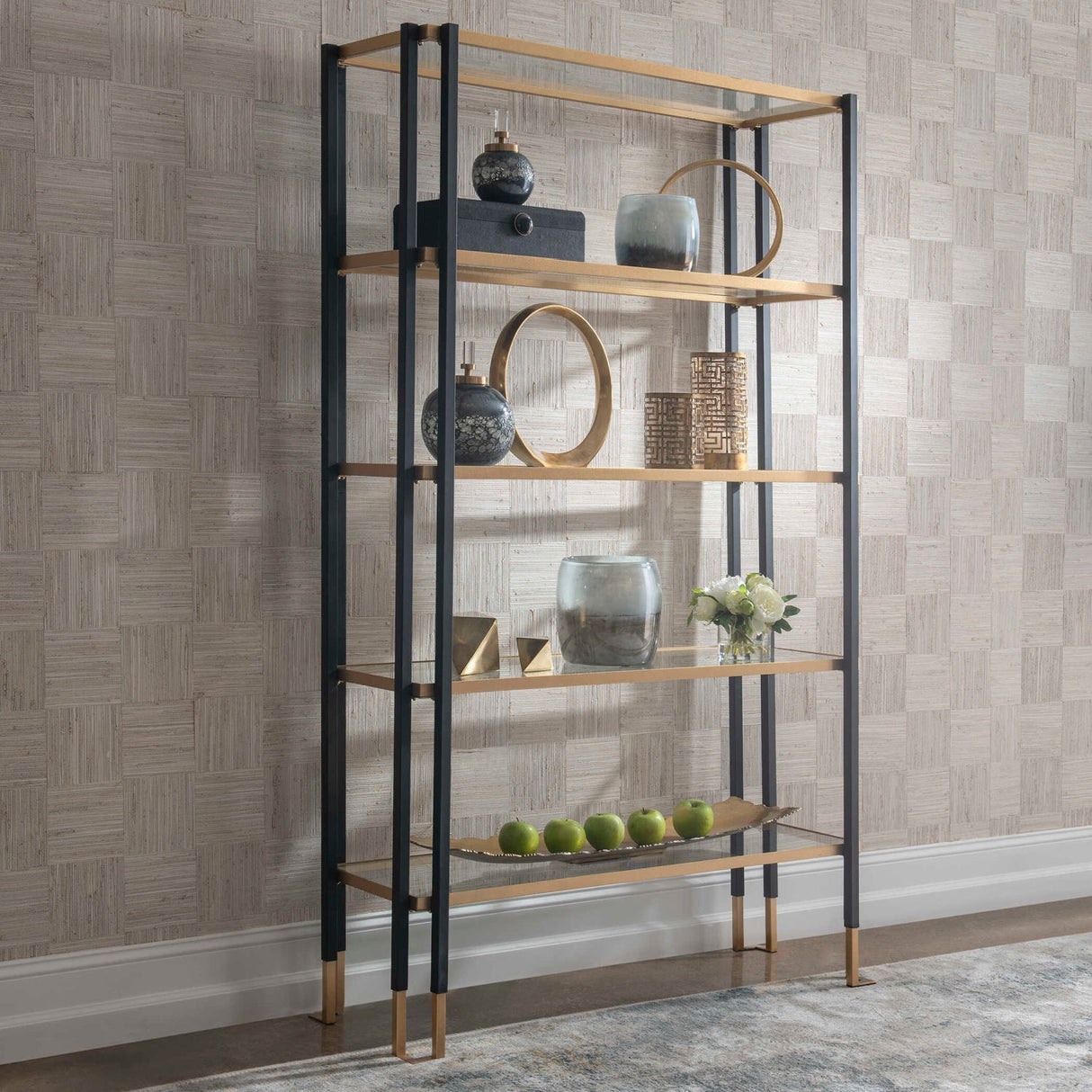 Modern European furniture - Black & Gold Framed Bookshelf - www.oroa.com