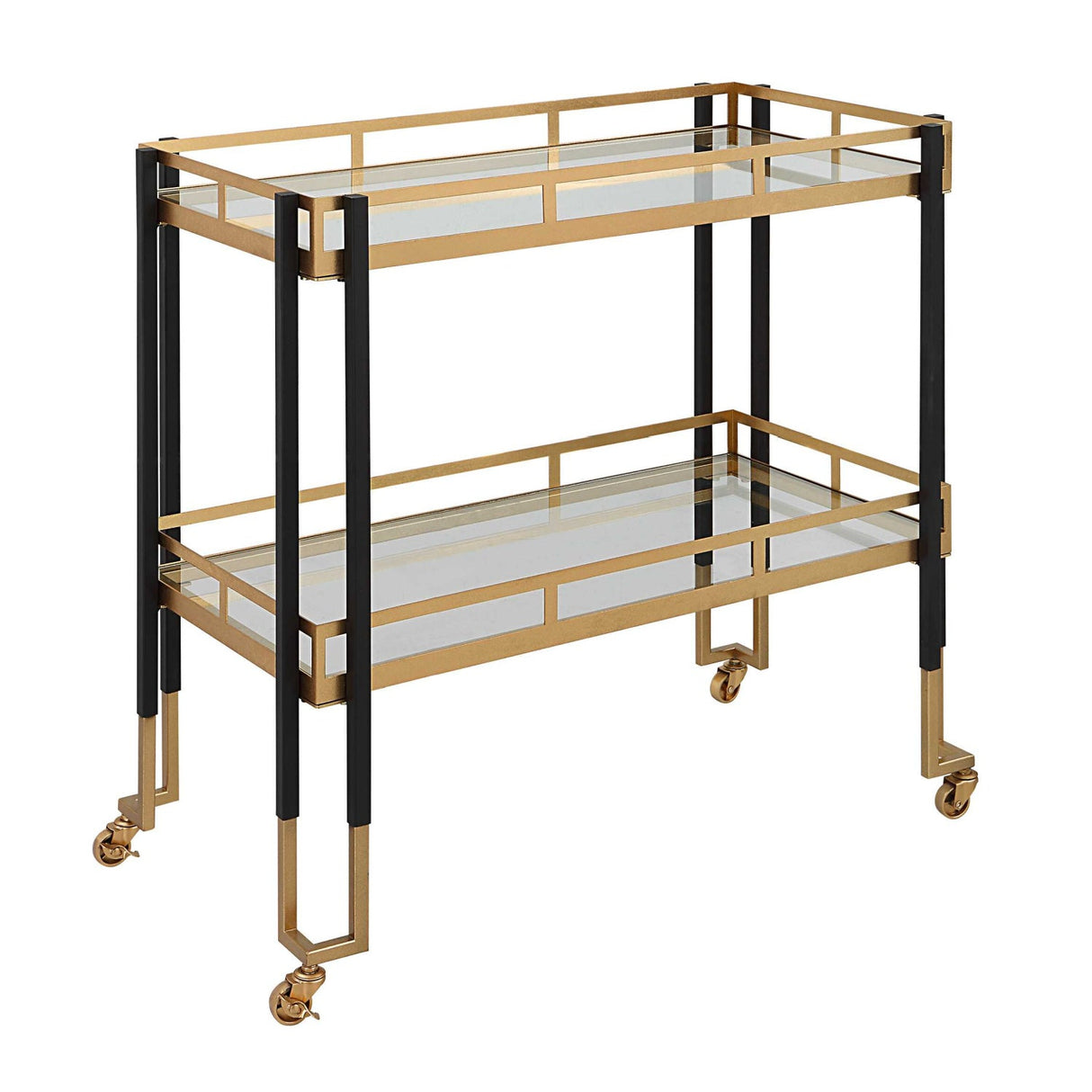 Modern European furniture - Two-Toned Metal Framed Bar Cart - www.oroa.com