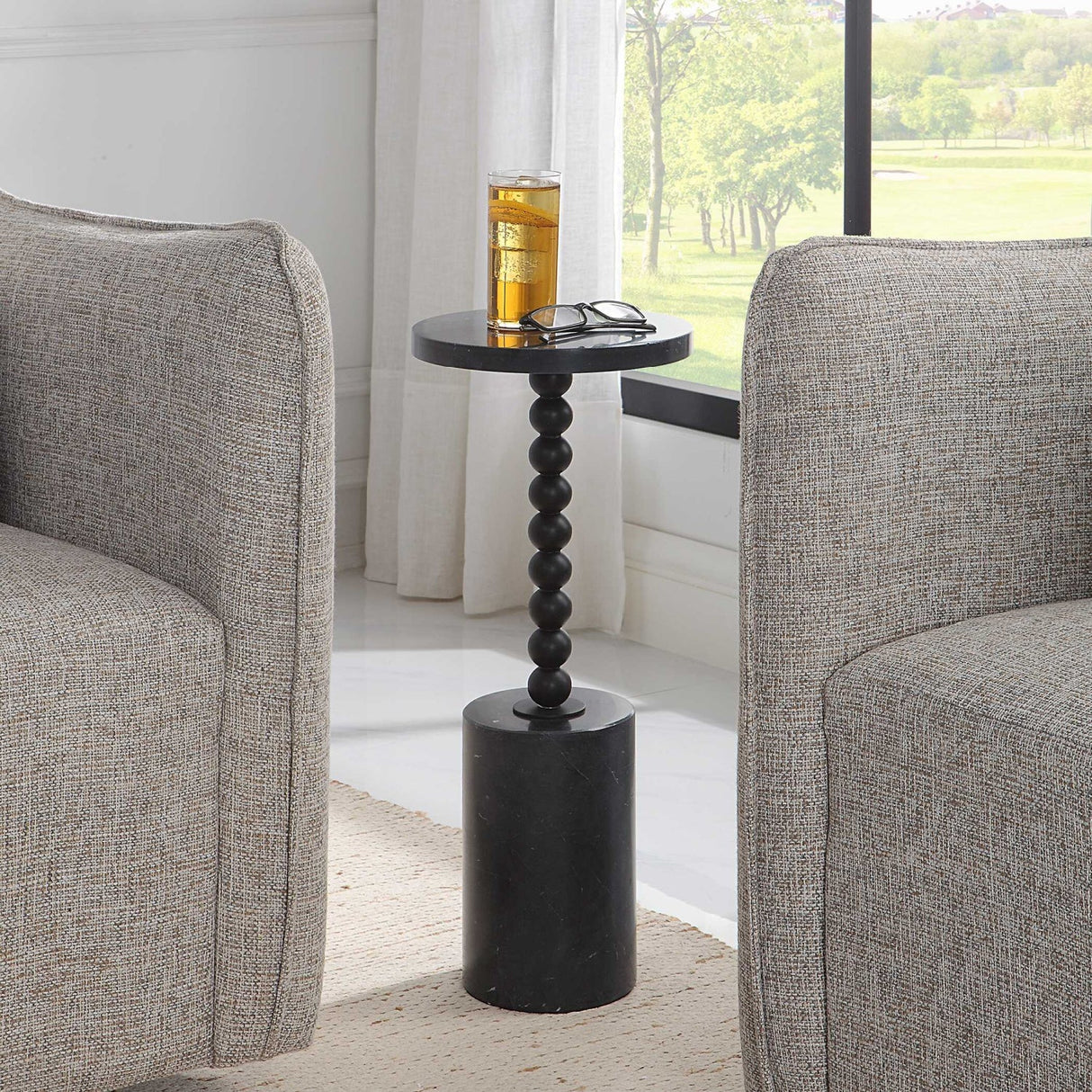 Black Marble Drink Table by Uttermost Bead, alternate view 2