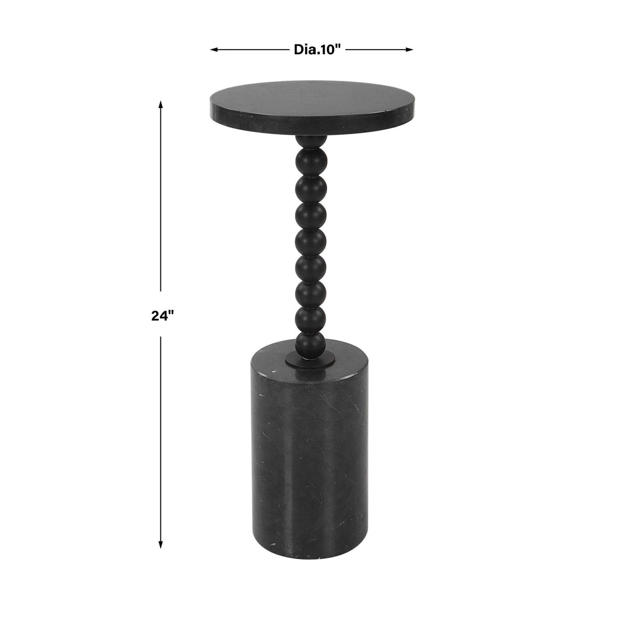 Black Marble Drink Table by Uttermost Bead, alternate view 5