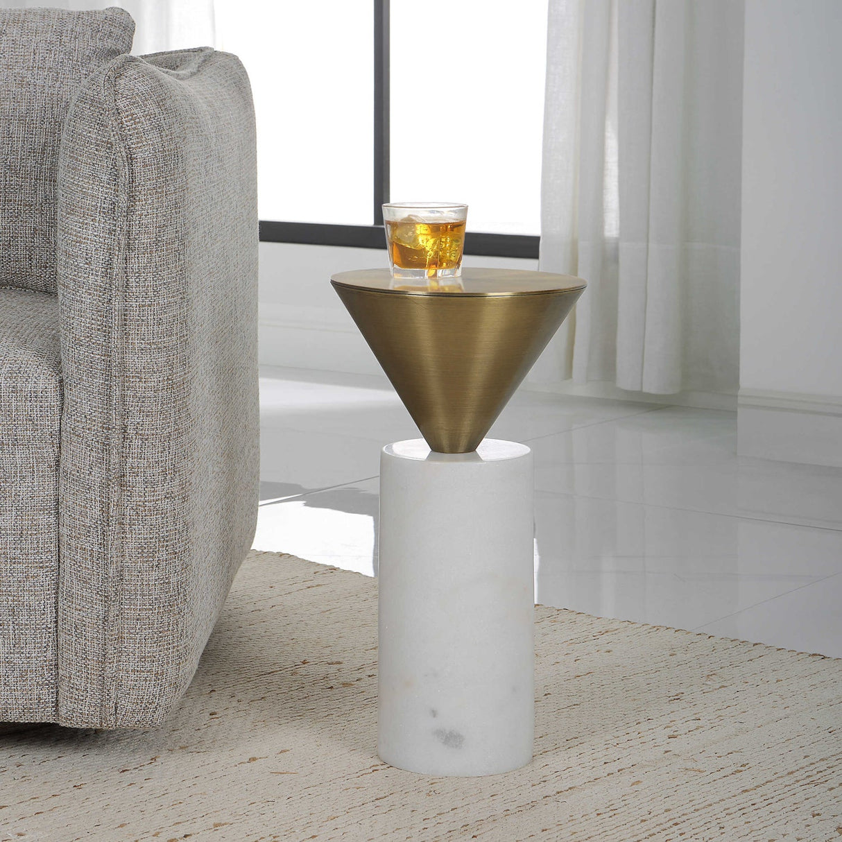 Modern European furniture - Conical Brass Top Drink Table - www.oroa.com