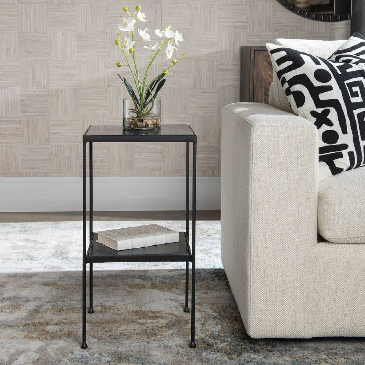 Square Black Marble Accent Table by Uttermost Sherwood, alternate view 2