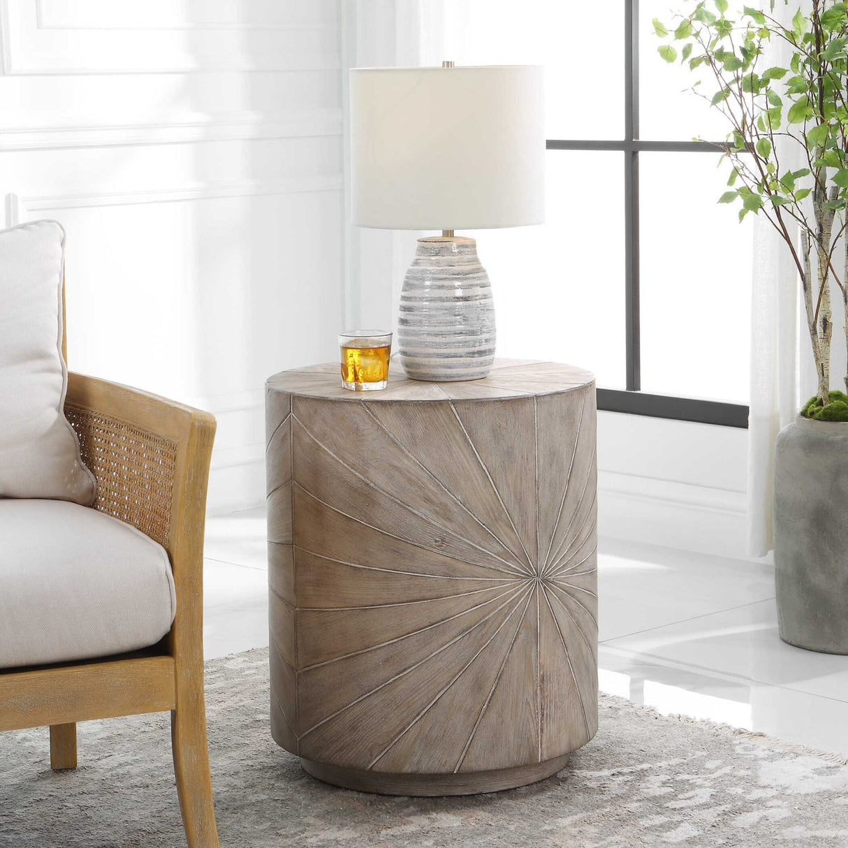 Starburst Fir Wood Side Table by Uttermost Starshine, alternate view 2