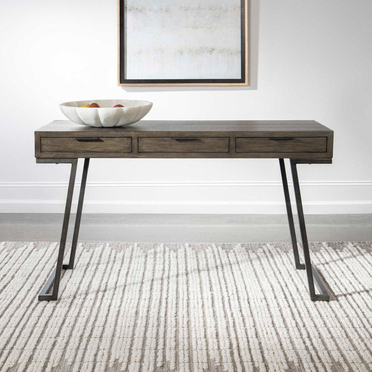 Modern European furniture - Mango Wood 3-Drawer Desk - www.oroa.com