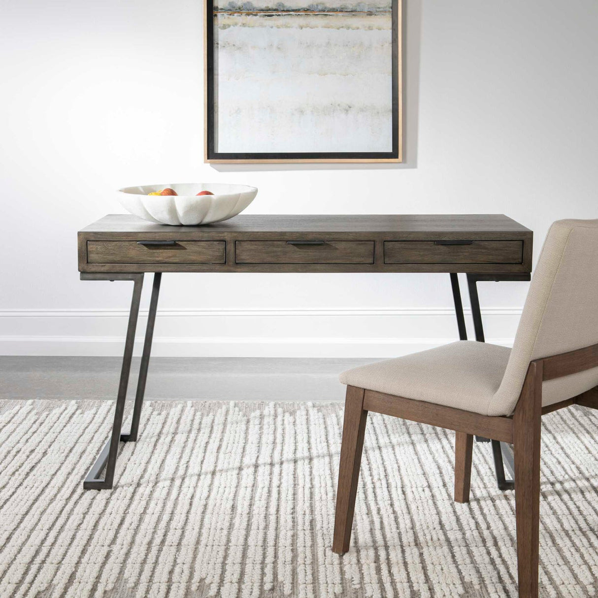 Modern European furniture - Mango Wood 3-Drawer Desk - www.oroa.com