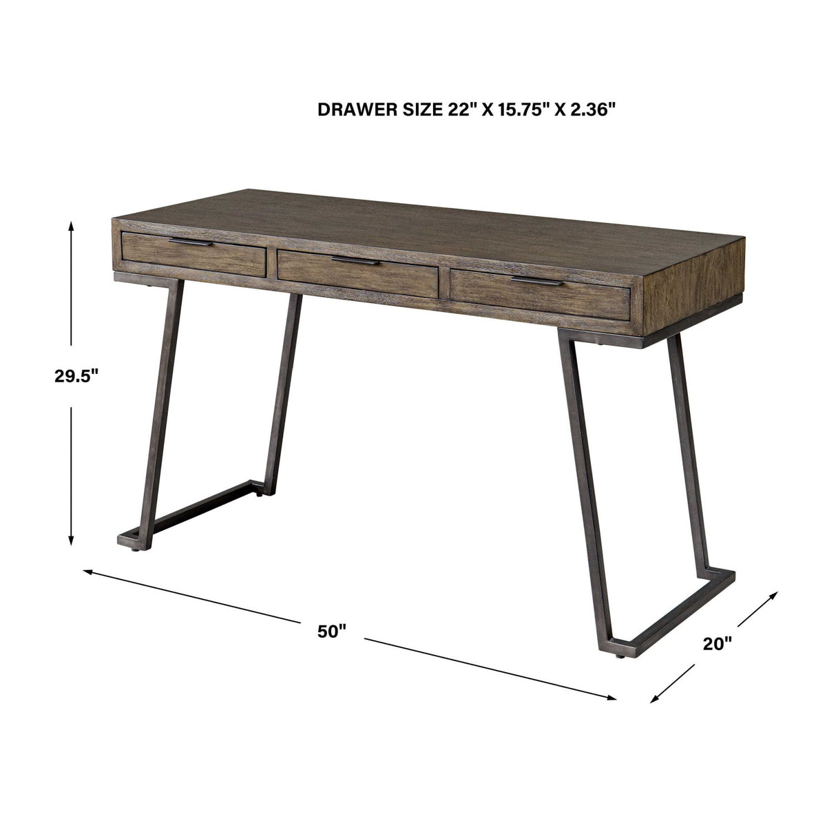 Modern European furniture - Mango Wood 3-Drawer Desk - www.oroa.com