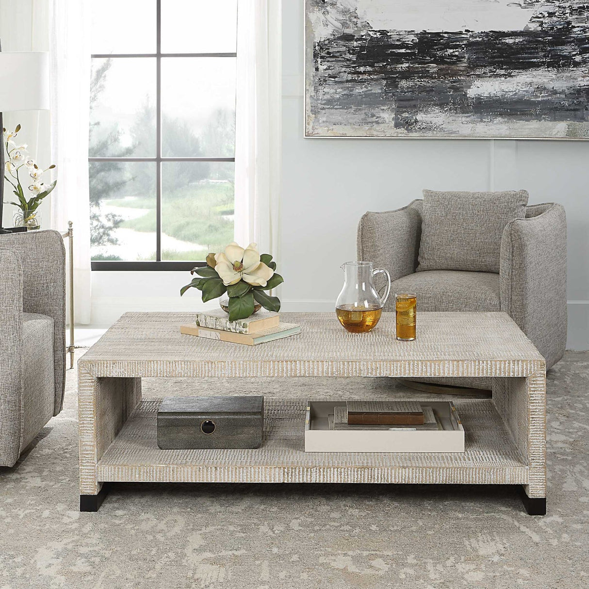 Modern European furniture - Whitewashed Wood Coffee Table - www.oroa.com