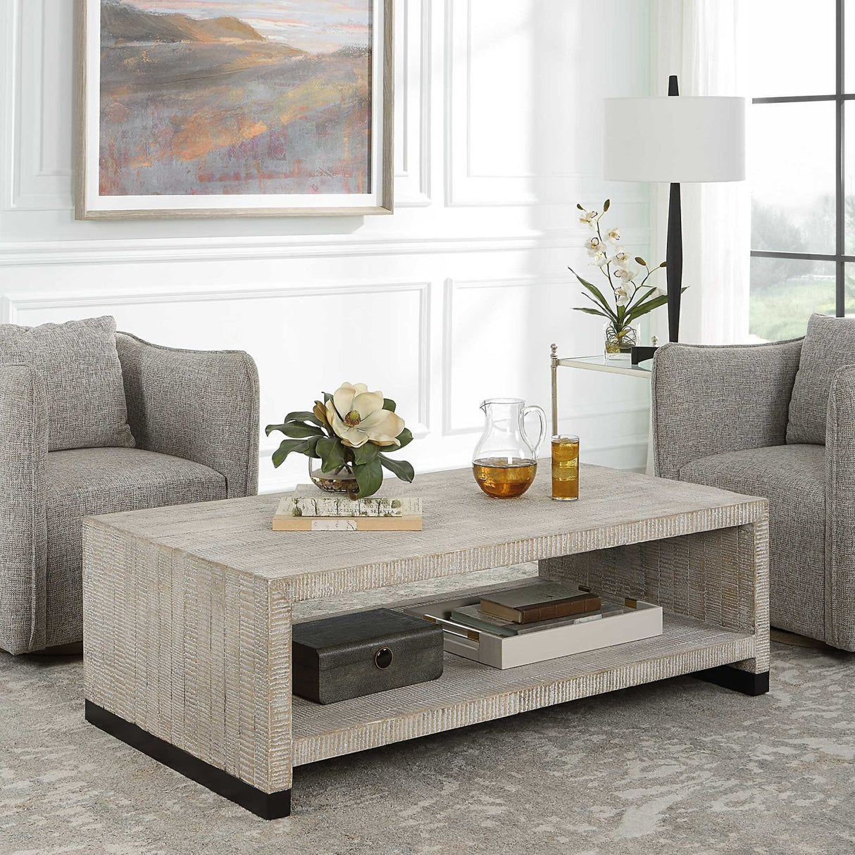 Modern European furniture - Whitewashed Wood Coffee Table - www.oroa.com
