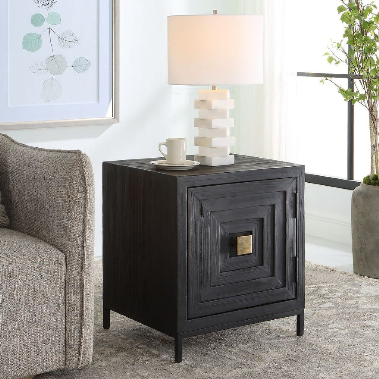 Black Wooden 1-Door Accent Cabinet by Uttermost Aiken, alternate view 2