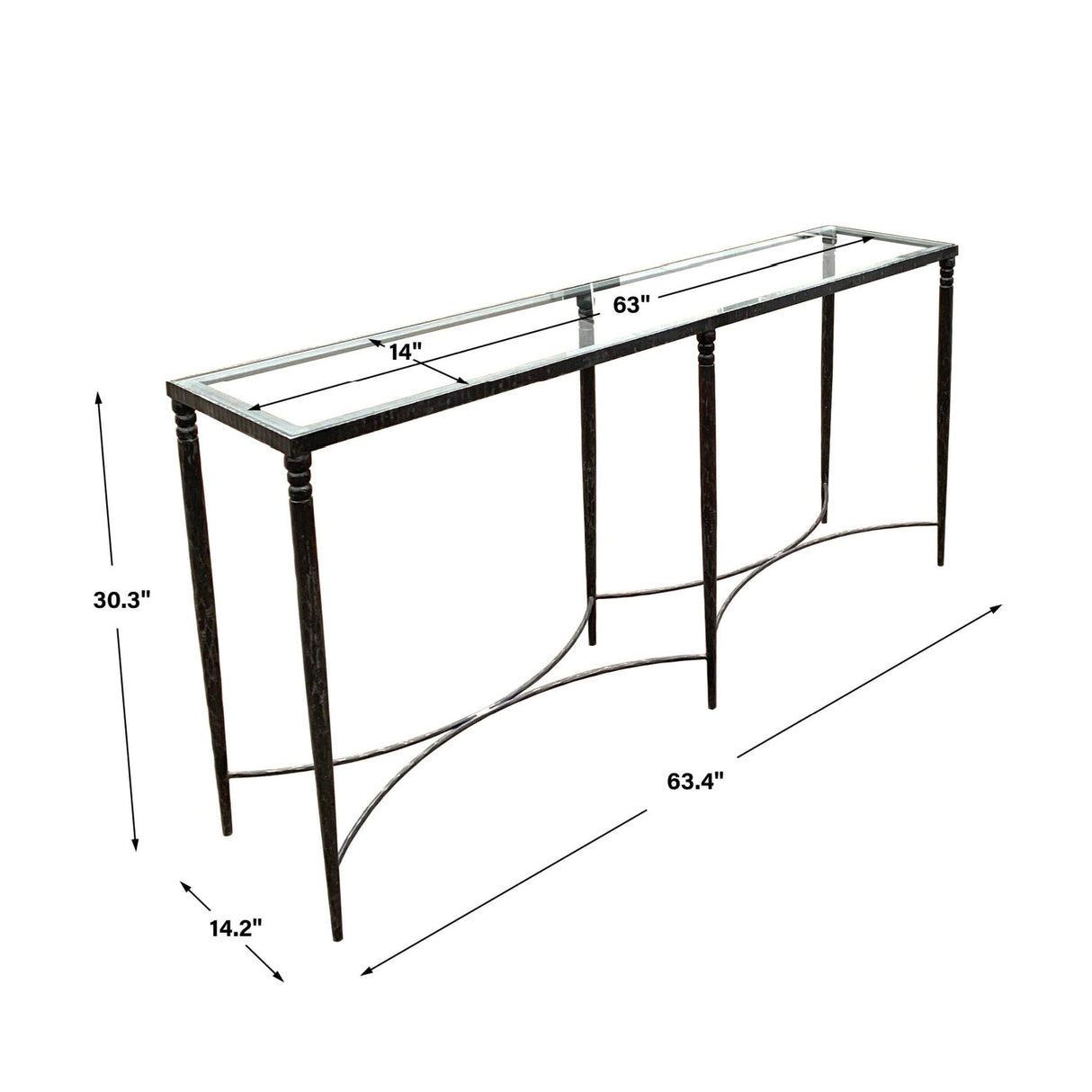 Tempered Glass Console Table by Uttermost Washington, alternate view 7