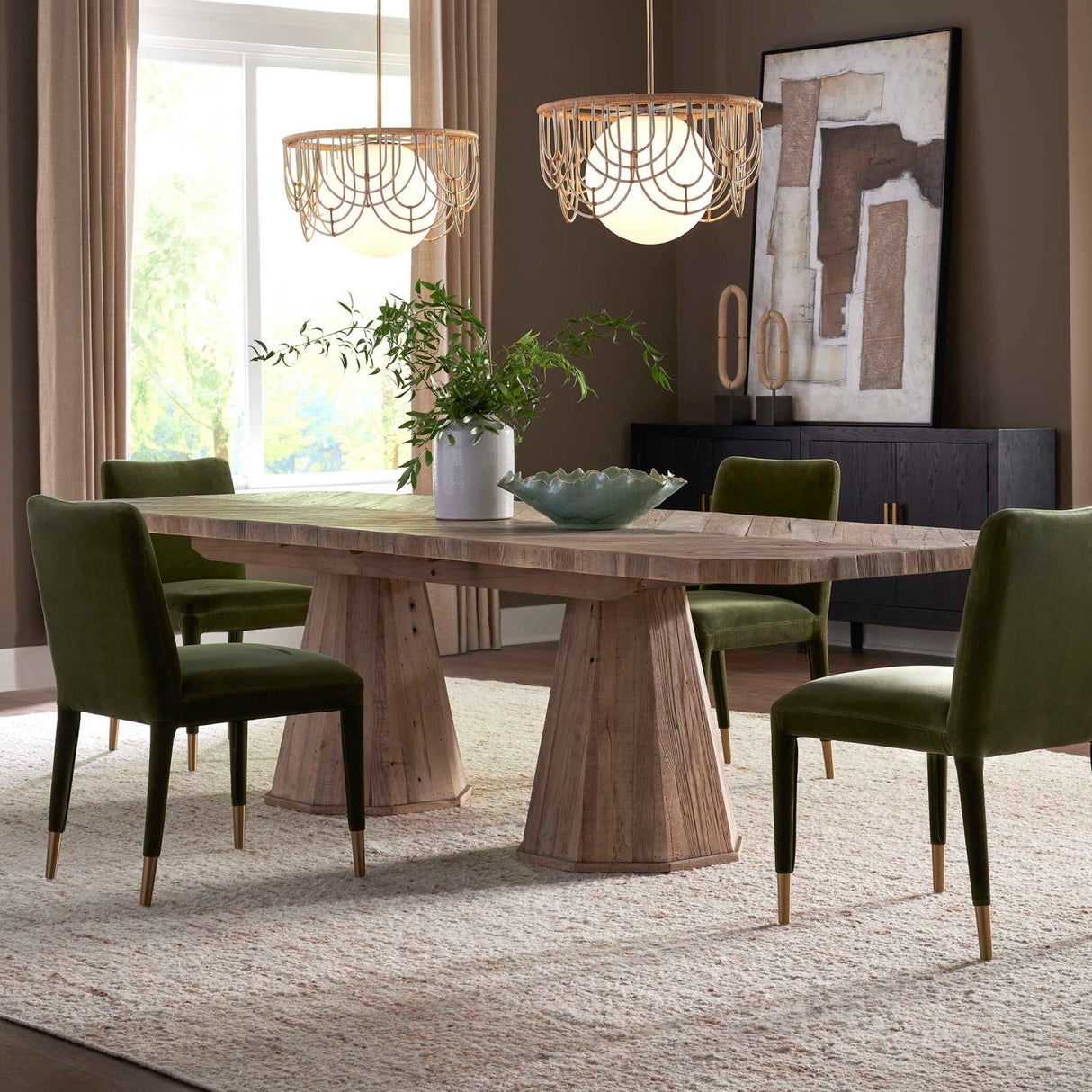 Modern European furniture - Wooden Herringbone Dining Table - www.oroa.com