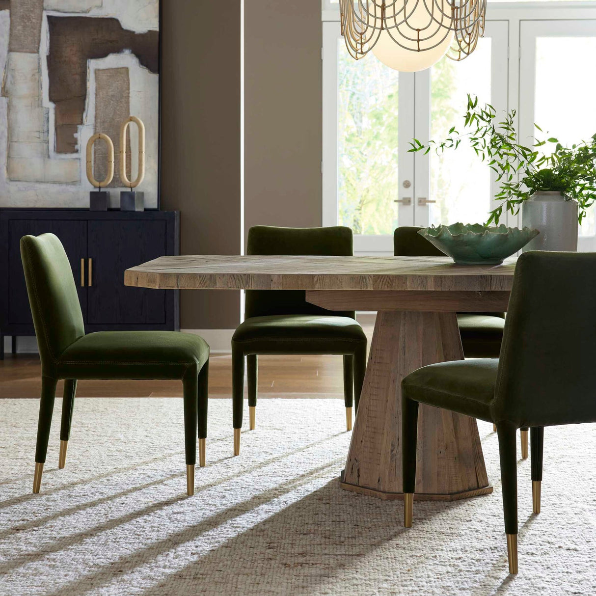 Modern European furniture - Wooden Herringbone Dining Table - www.oroa.com