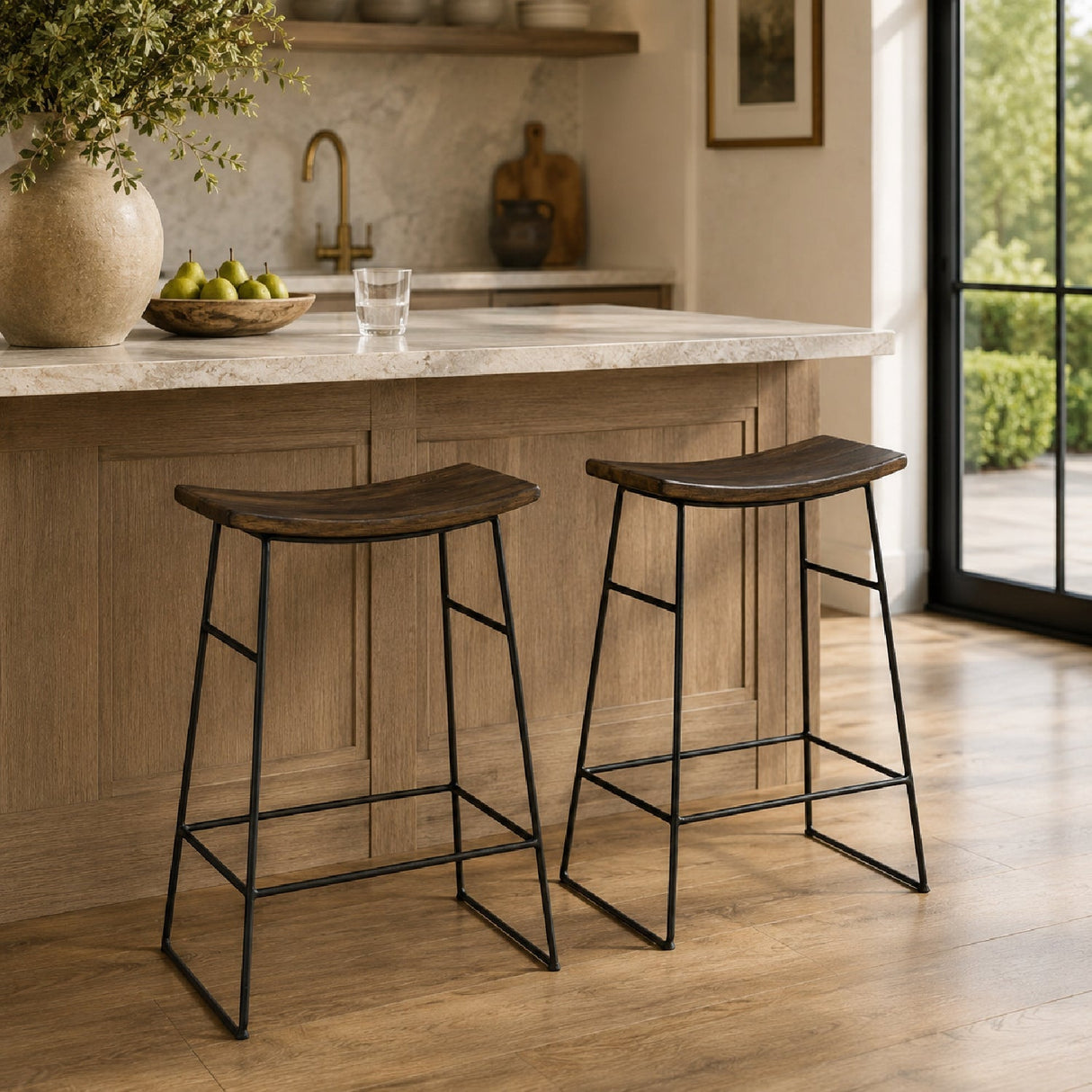 Solid Mango Scooped Counter Stool by Uttermost Thura, alternate view 2