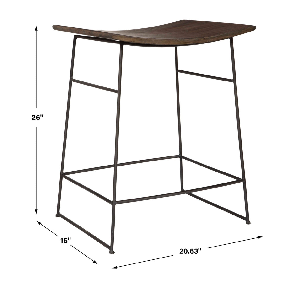 Solid Mango Scooped Counter Stool by Uttermost Thura, alternate view 7