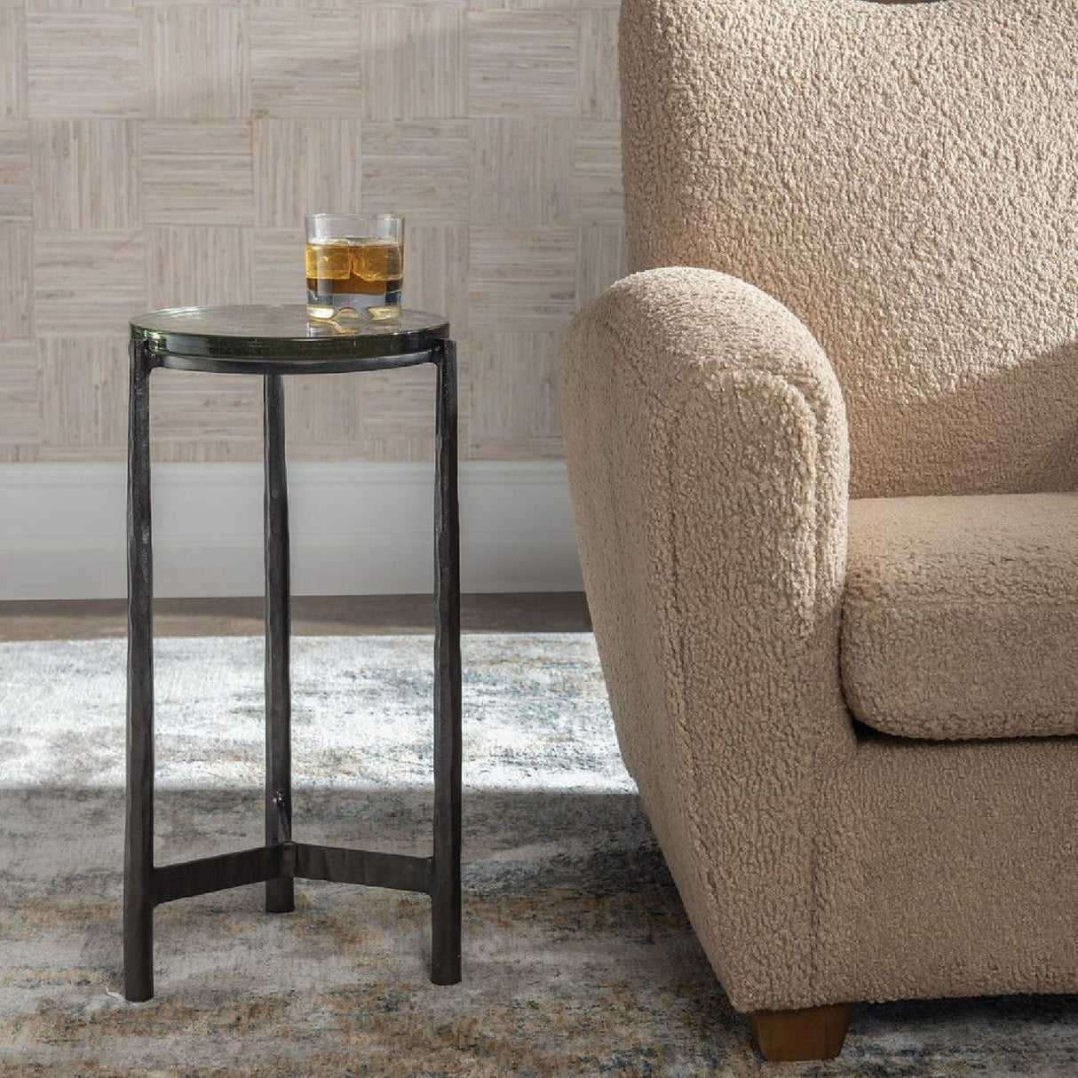 Modern European furniture - Round Glass Indoor/Outdoor Accent Table - www.oroa.com