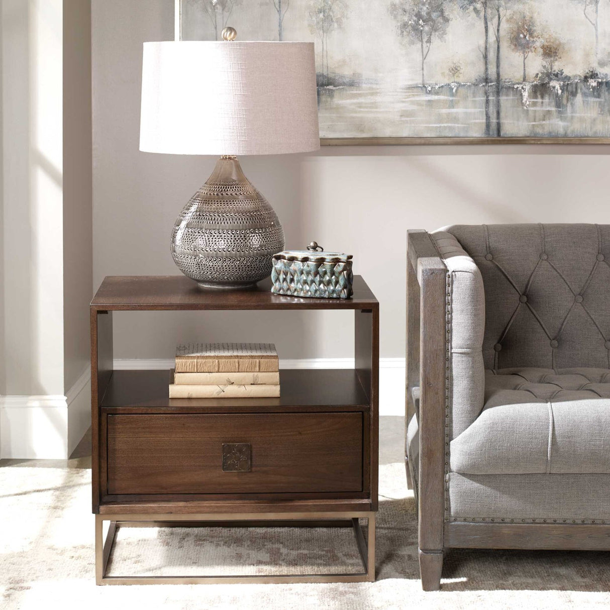 Wooden 1-Drawer Side Table by Uttermost Bexley, alternate view 2