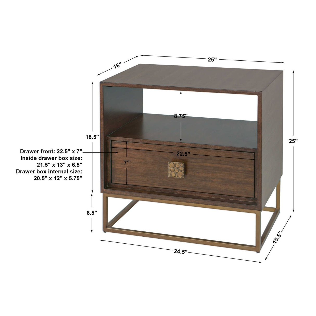 Wooden 1-Drawer Side Table by Uttermost Bexley, alternate view 6