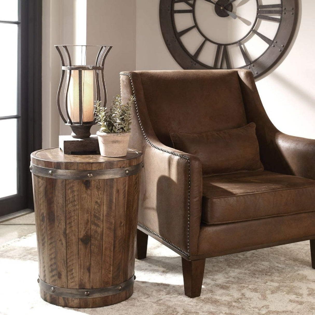 Rustic Acacia Wood Side Table by Uttermost Ceylon, alternate view 2