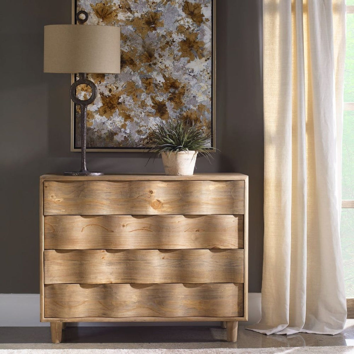 Pine Wood 4-Drawer Accent Chest by Uttermost Crawford, alternate view 5