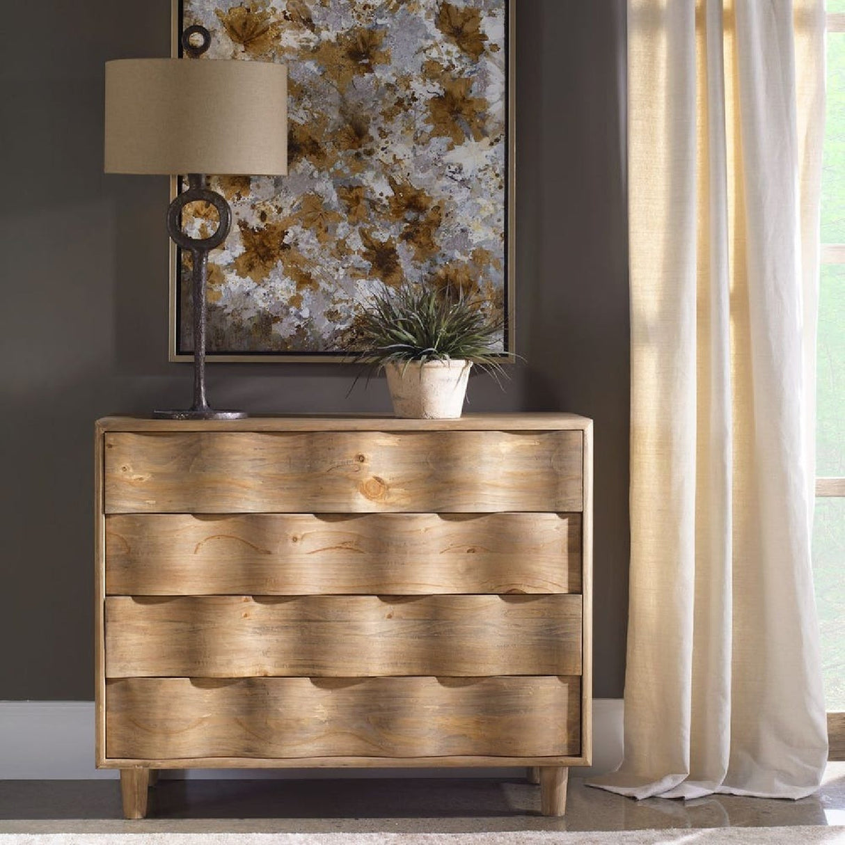 Modern European furniture - Pine Wood 4-Drawer Accent Chest - www.oroa.com