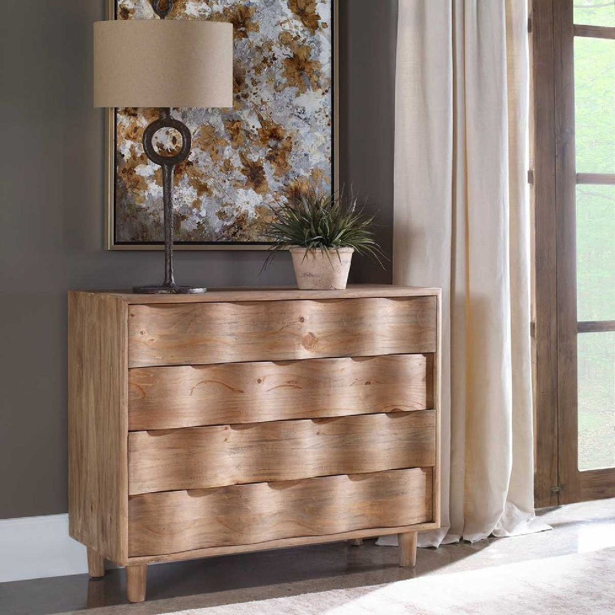 Pine Wood 4-Drawer Accent Chest by Uttermost Crawford, alternate view 2