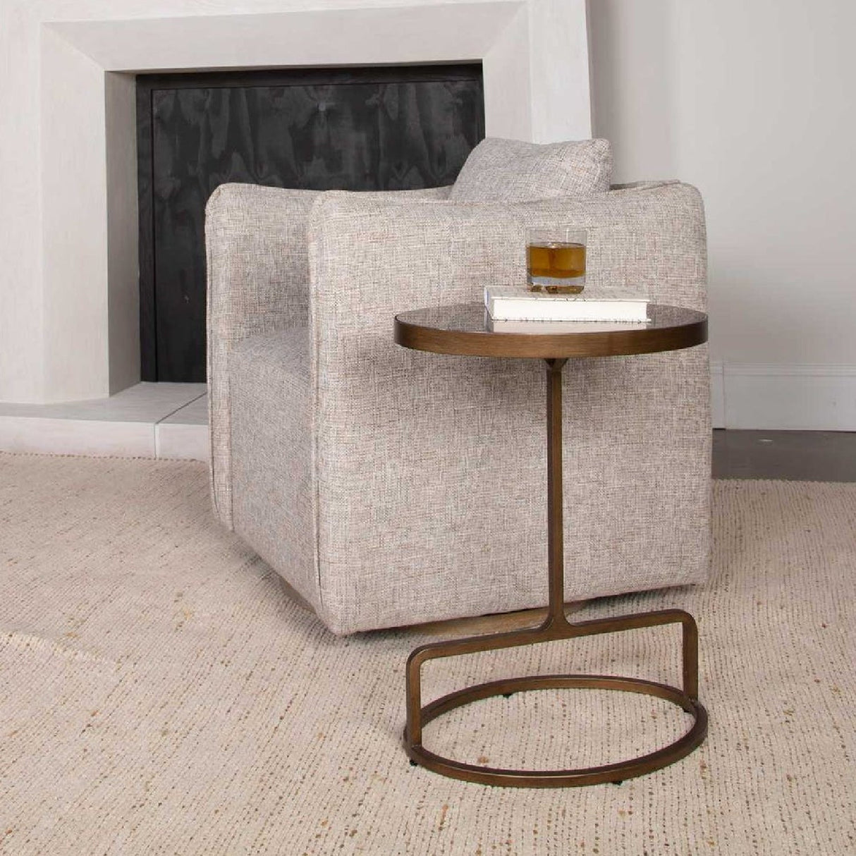 Modern European furniture - Iron Base Oval Accent Table - www.oroa.com