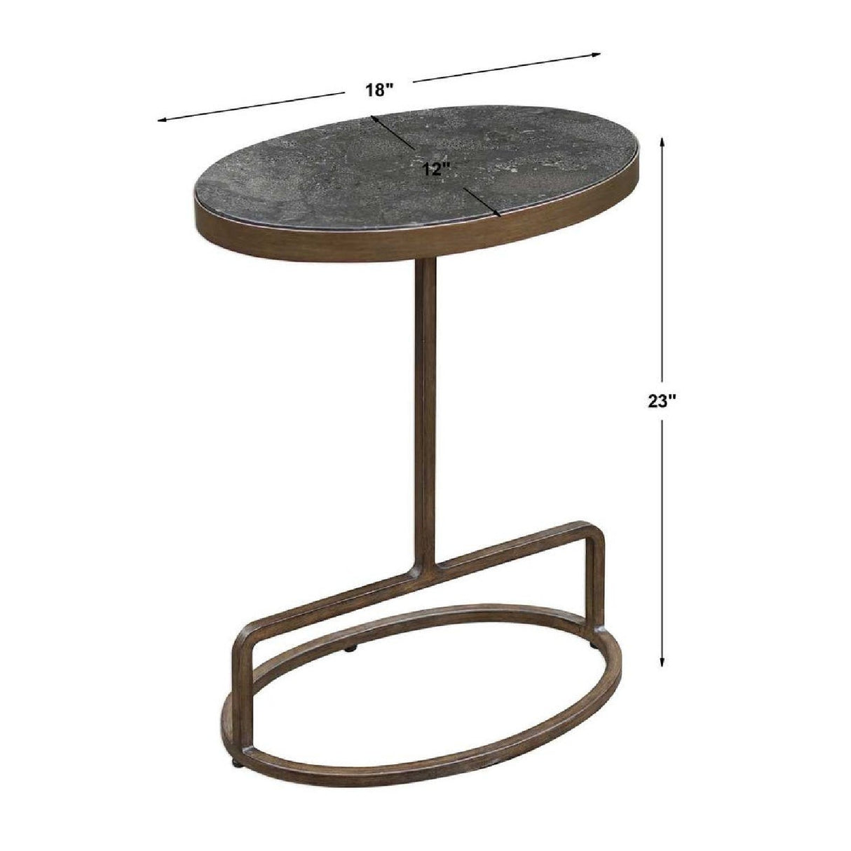 Modern European furniture - Iron Base Oval Accent Table - www.oroa.com