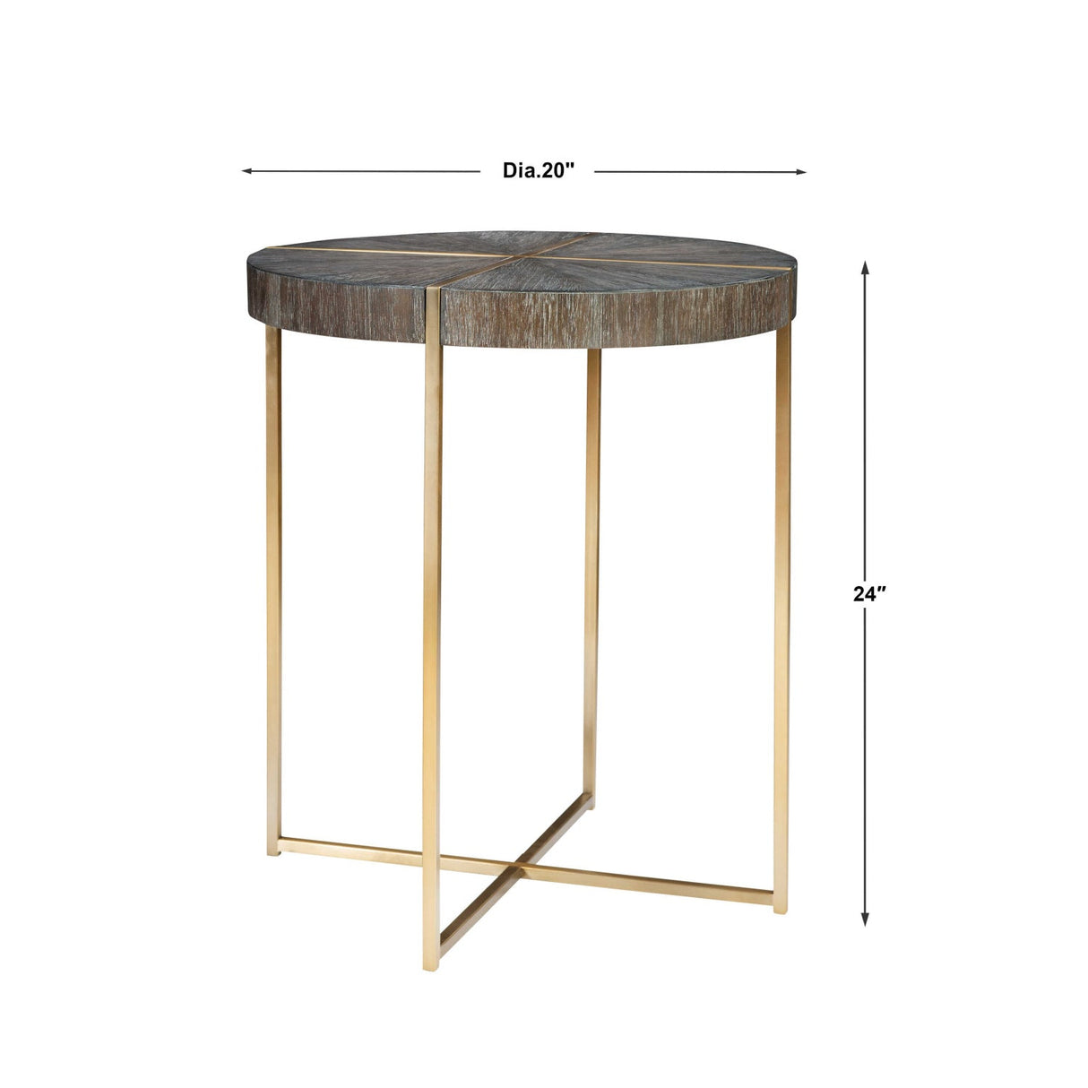 Round Acacia Veneer Accent Table by Uttermost Taja, alternate view 5